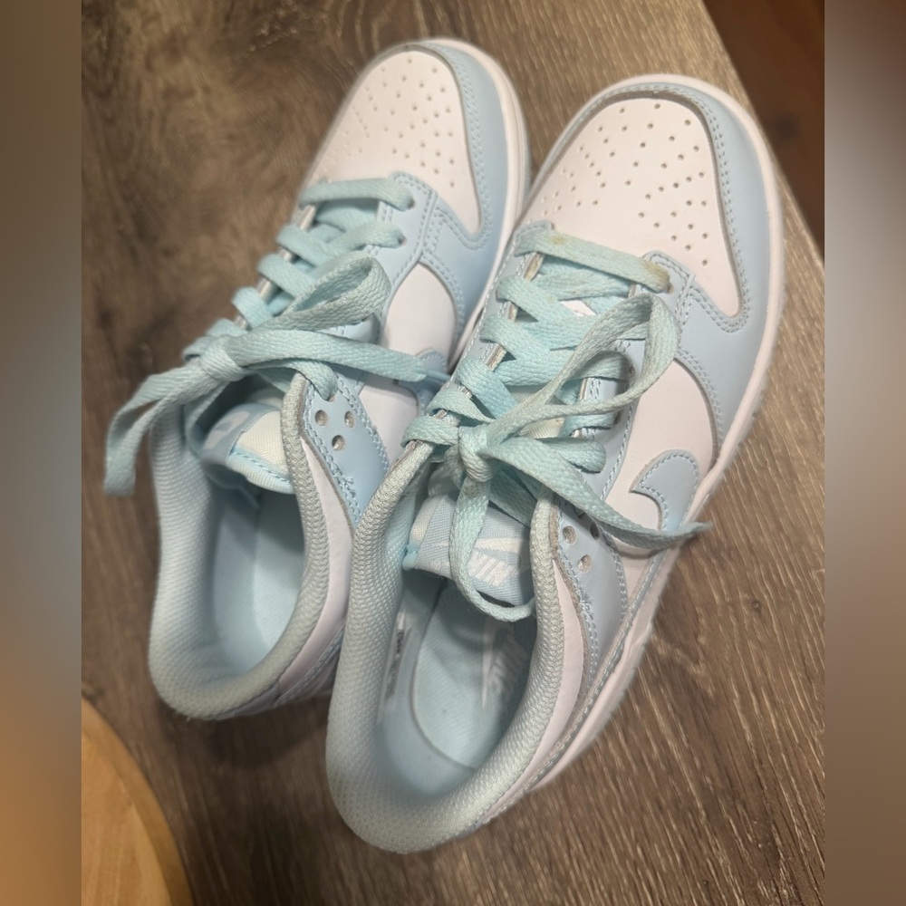 White & Light Blue Low-Top Sneakers